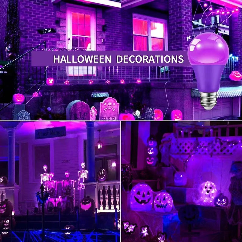 JAHEKS Orange Purple Light Bulbs for Halloween Christmas, 9W(60W Equivalent) E26 Base LED Orange Bulb Purple Bulb for Outdoor,Porch,Home Decor - Image 4